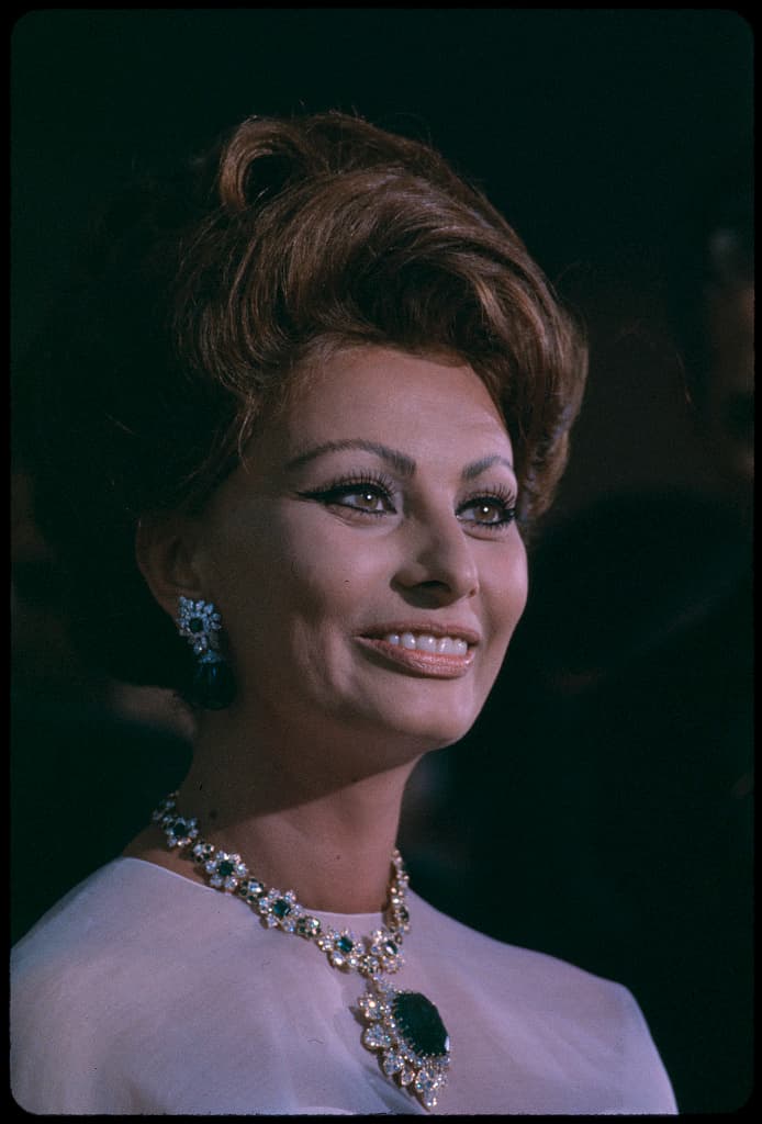 The internationally known film and television star faces the camera at the height of her fame.