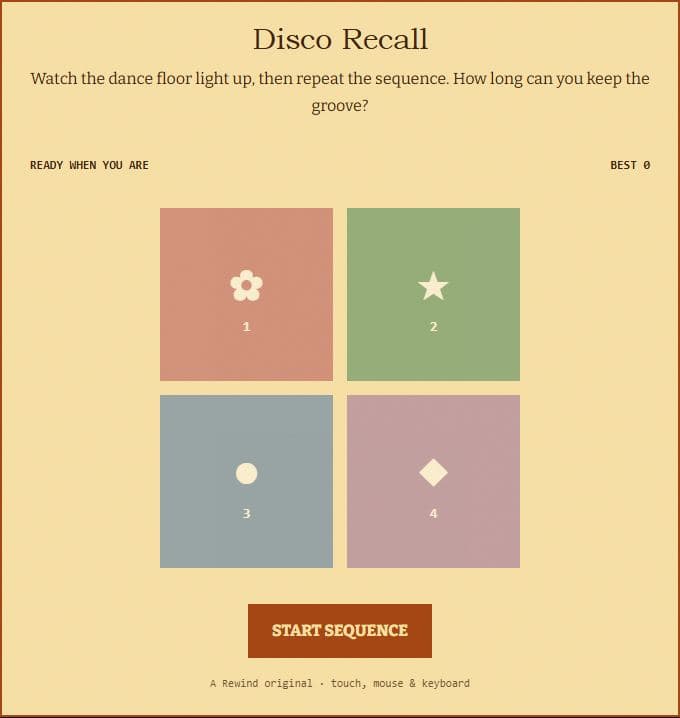 Disco Recall game screen