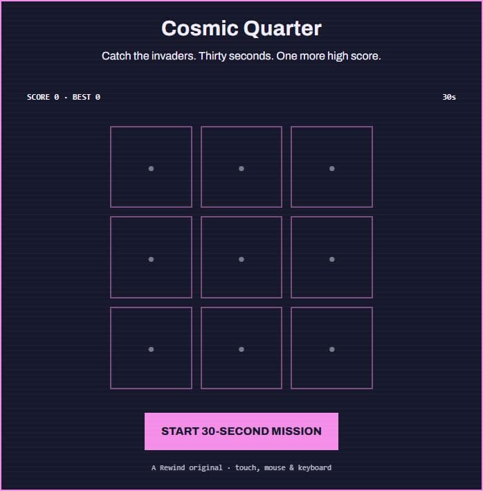 Cosmic Quarter game screen