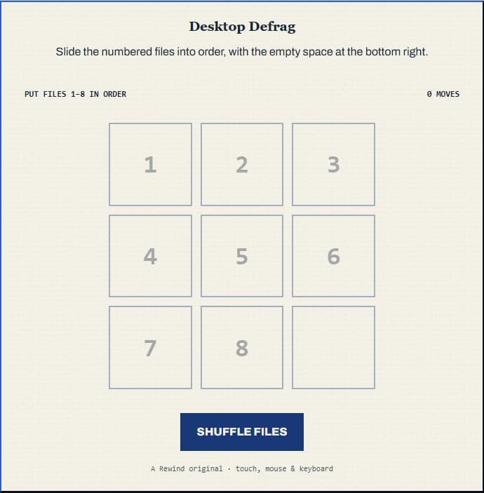 Desktop Defrag game screen